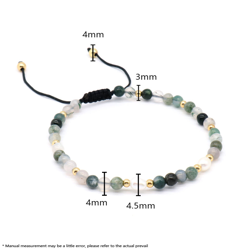 Friendship Wholesale Custom Handmade Freshwater Pearl Gemstone Natural Stone Beads Woven Adjustable Macrame Bracelet For Women