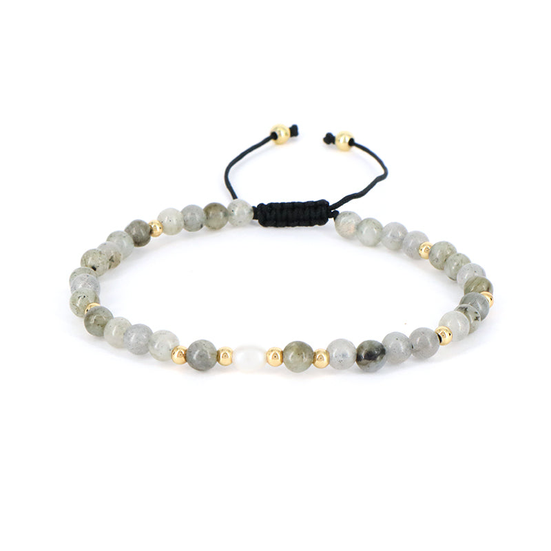 Friendship Wholesale Custom Handmade Freshwater Pearl Gemstone Natural Stone Beads Woven Adjustable Macrame Bracelet For Women