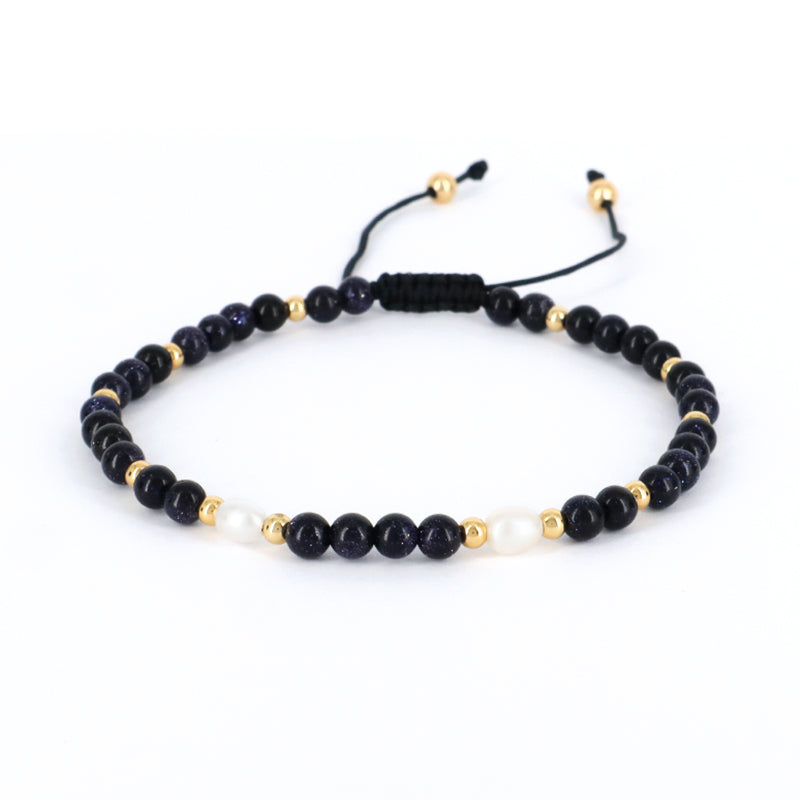 Friendship Handmade Lucky Macrame Women Braided Adjustable Wholesale Custom Freshwater Pearl Beaded 4mm Natural Stone Bracelet