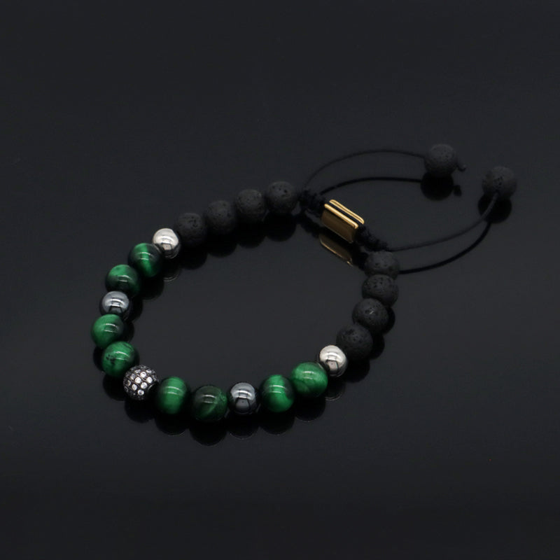 Wholesale Custom CZ Friendship Handmade Women Adjustable Woven Stainless Steel Natural Stone Beaded Boho Macrame Knots Bracelet