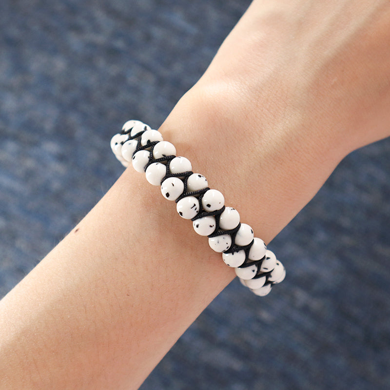 Wholesale 6mm Natural Gemstone Bangles Custom Boho Handmade Adjustable Woven Stainless Steel Stone Beaded Macrame Knots Bracelet