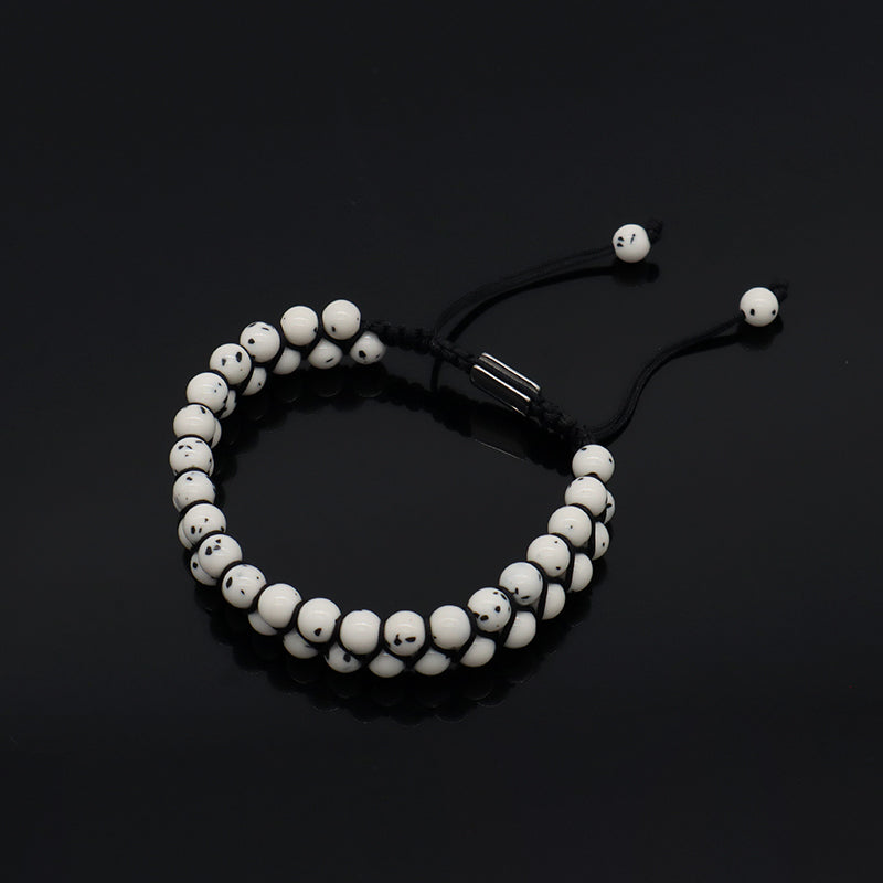 Wholesale 6mm Natural Gemstone Bangles Custom Boho Handmade Adjustable Woven Stainless Steel Stone Beaded Macrame Knots Bracelet