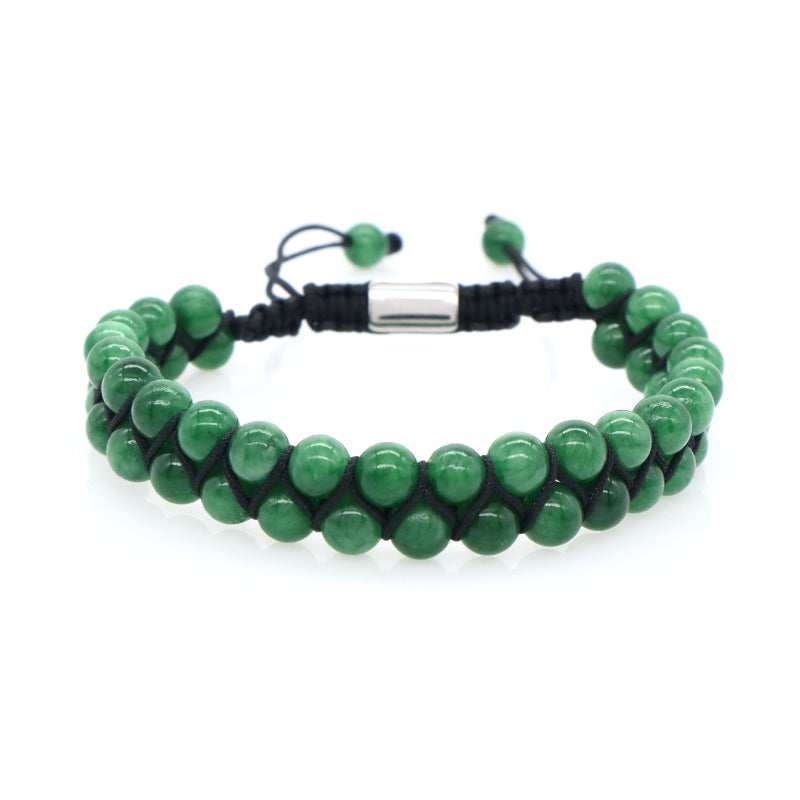 Hot Men Women Jewelry Customized Handmade Adjustable Stainless Steel Natural Healing Stone 6mm Gemstone Macrame Knots Bracelet