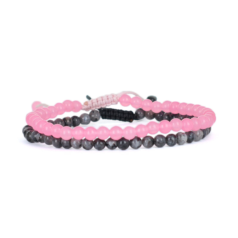 Fashion Jewelry Women Gift Handmade Custom OEM Adjustable Woven 4mm Gemstone Natural Healing Stone Beads Macrame Cord Bracelet
