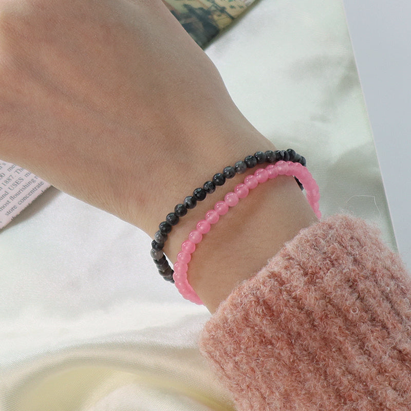 Fashion Jewelry Women Gift Handmade Custom OEM Adjustable Woven 4mm Gemstone Natural Healing Stone Beads Macrame Cord Bracelet