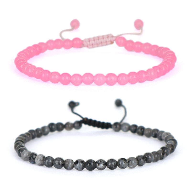 Fashion Jewelry Women Gift Handmade Custom OEM Adjustable Woven 4mm Gemstone Natural Healing Stone Beads Macrame Cord Bracelet