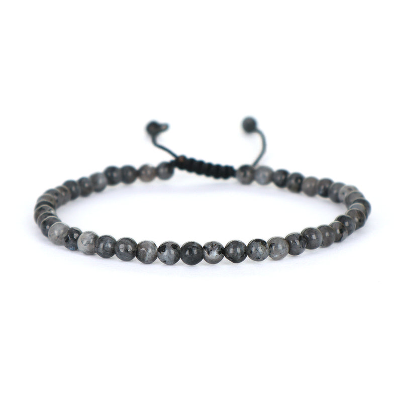 Fashion Jewelry Women Gift Handmade Custom OEM Adjustable Woven 4mm Gemstone Natural Healing Stone Beads Macrame Cord Bracelet