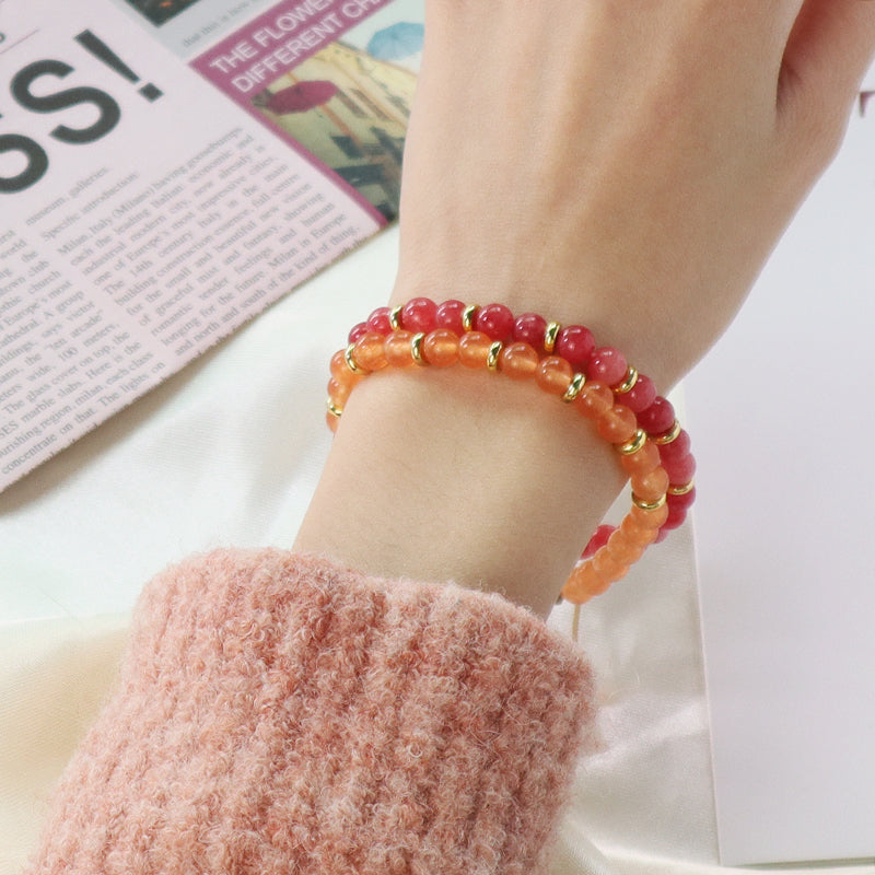 Gold Plated Charm Adjustable Woven Cord Macrame Custom Wholesale Handmade Women 6mm Round Gemstone Natural Stone Beads Bracelet