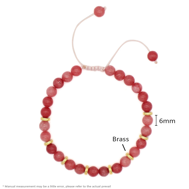 Gold Plated Charm Adjustable Woven Cord Macrame Custom Wholesale Handmade Women 6mm Round Gemstone Natural Stone Beads Bracelet