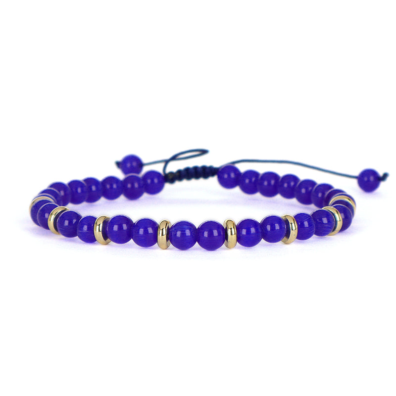 Handmade Wholesale Woven Cord Gold Plated Charm Adjustable Custom Women 6mm Round Gemstone Natural Stone Beads Macrame Bracelet