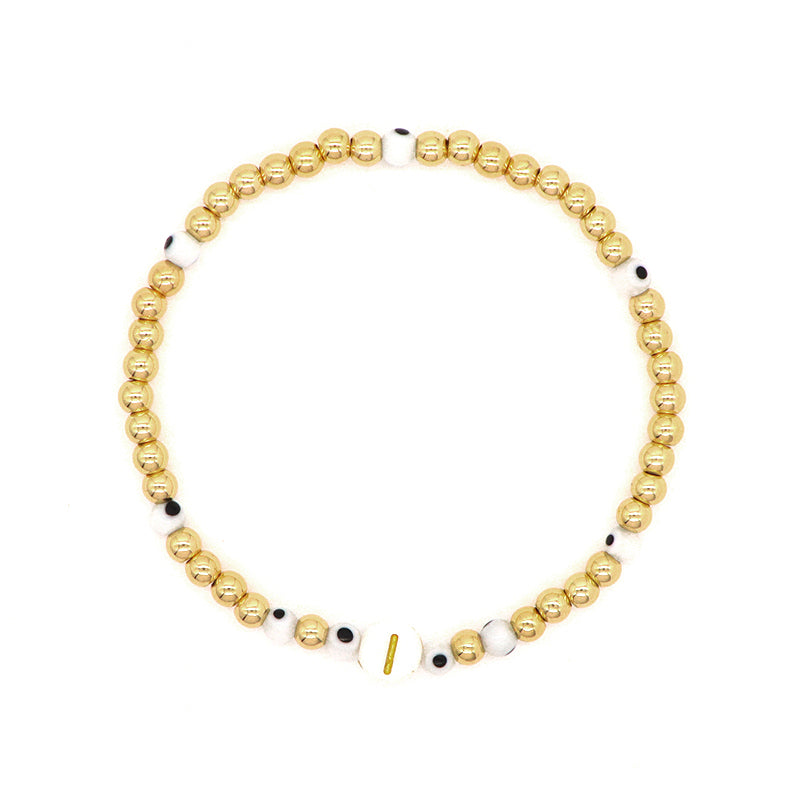 Manufacture Factory Custom OEM Wholesale Fashion Handmade 4mm Gold Plated Coloured Glaze Evil Eyes Beads Bracelet For Women Girl