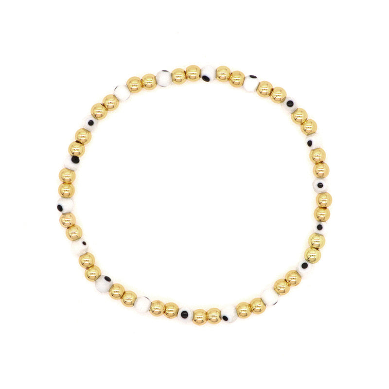 Manufacture Factory Custom OEM Wholesale Fashion Handmade 4mm Gold Plated Coloured Glaze Evil Eyes Beads Bracelet For Women Girl