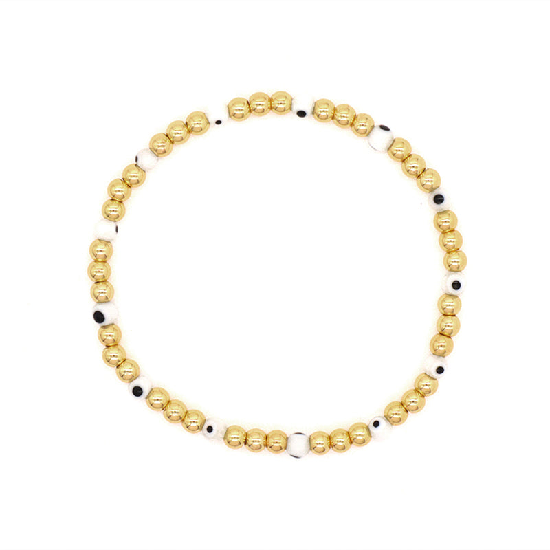 Manufacture Factory Custom OEM Wholesale Fashion Handmade 4mm Gold Plated Coloured Glaze Evil Eyes Beads Bracelet For Women Girl