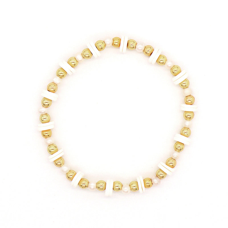 OEM Wholesale Fashion Customized Women Gold Plated Brass Beads Polymer Clay Handmade 6mm Pearl Beads Shell Star Charm Bracelet