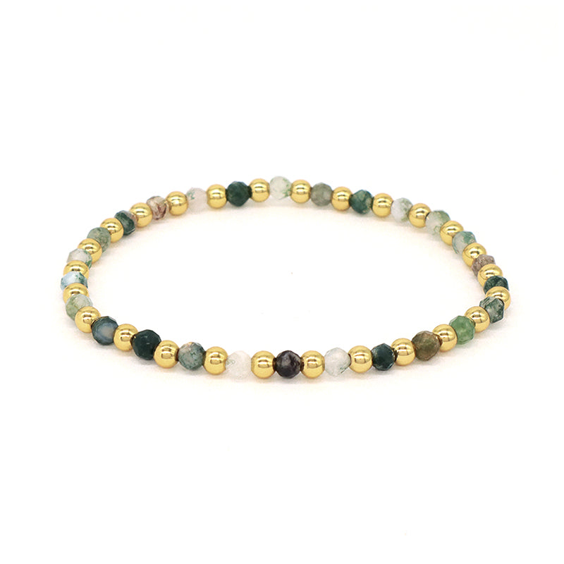 Hot Selling Wholesale Custom Fashion Gold Plated Beads Handmade Elastic 4mm Natural Stone Yoga Beaded Bracelet For Women Gift