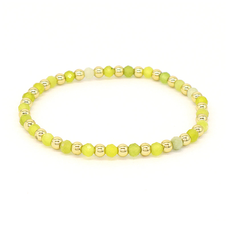 4mm Gold Plated Brass Beaded Wholesale Custom Fashionable Gift Handmade Elastic Gemstone Natural Stone Beads Bracelet For Women