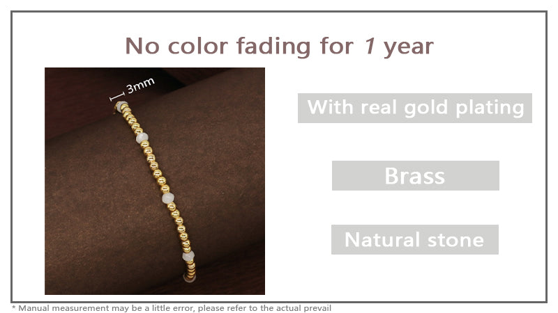 Hot Women Jewelry Fashion Wholesale Handmade Custom Gift Gold Plated Beaded Elastic 3mm Gemstone Natural Stone Beads Bracelet