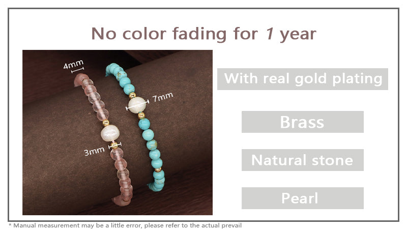 Fashion Custom Women 4mm Gold Plated Beaded Jewelry Handmade Adjustable Woven Pearl Gemstone Natural Stone Beads Macrame Bracelet
