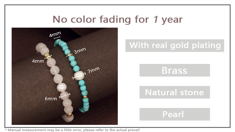 Customized Women Gold Plated Beaded Jewelry Handmade Adjustable Woven Macrame Pearl 4mm 6mm Gemstone Natural Stone Beads Bracelet