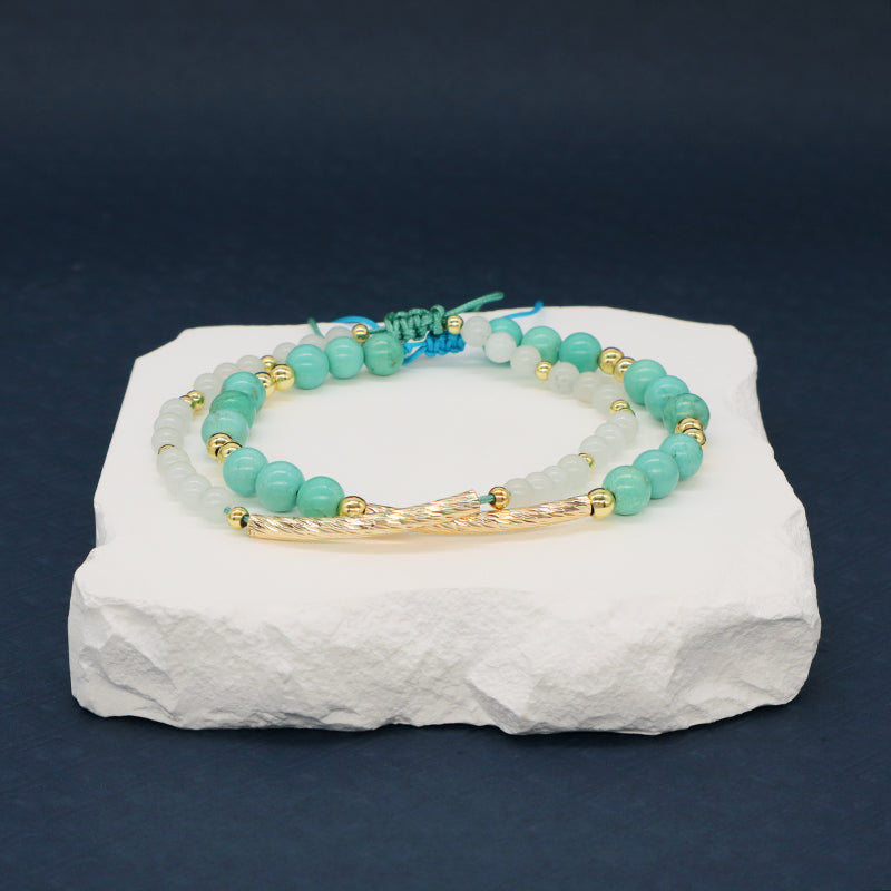 Custom Wholesale Women Gold Plated Brass Charm Jewelry Handmade Adjustable Gemstone Natural Stone Beads Woven Macrame Bracelet