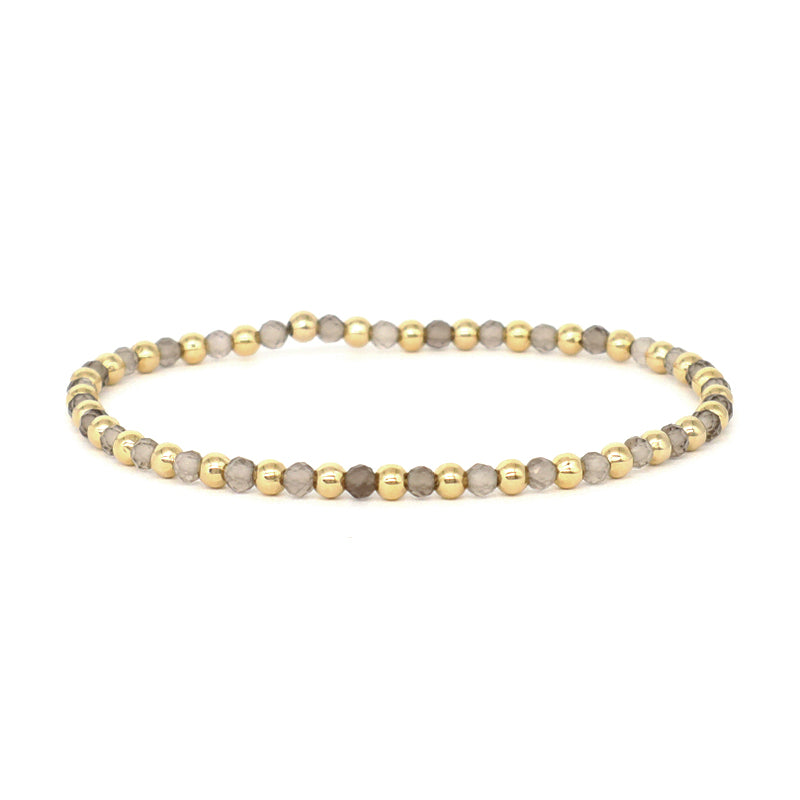 Handmade Custom 3mm Gold Plated Beaded Jewelry Elastic Yaga Healing Energy Faceted Natural Stone Beads Bracelet For Women Gift