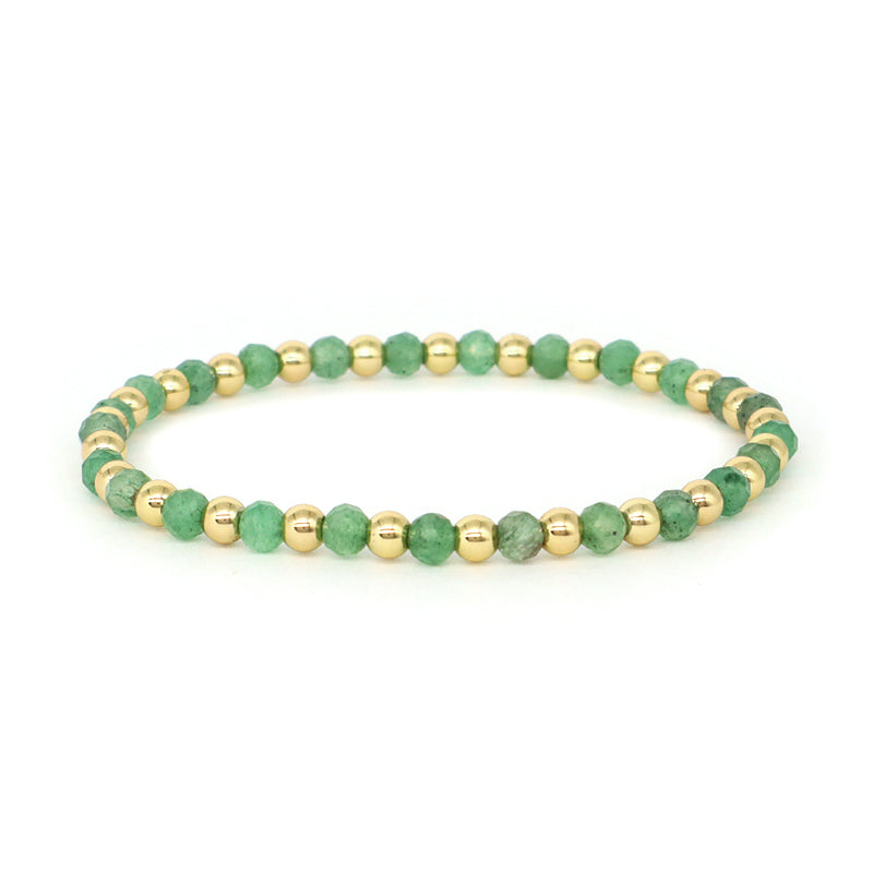 New Arrival OEM Fashion Custom Handmade Women Jewelry Gift 4mm Gold Plated Beaded Elastic Yoga Natural Stone Beads Bracelet