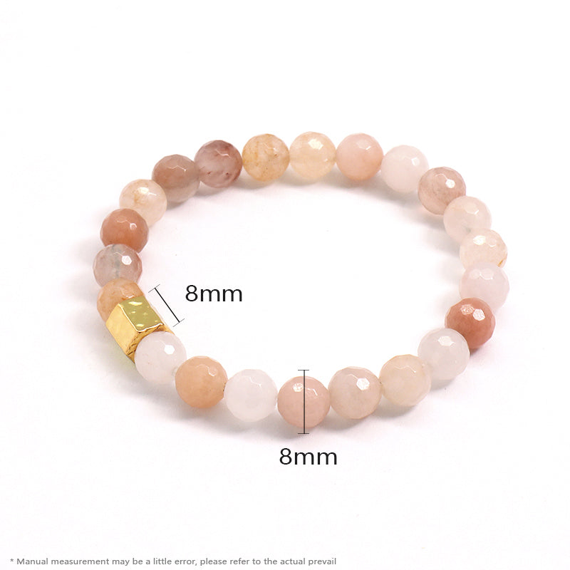 Hot Selling OEM Wholesale Custom Handmade 8mm Gold Plated Charm Elastic Yoga Healing Natural Stone Beaded Bracelet For Women