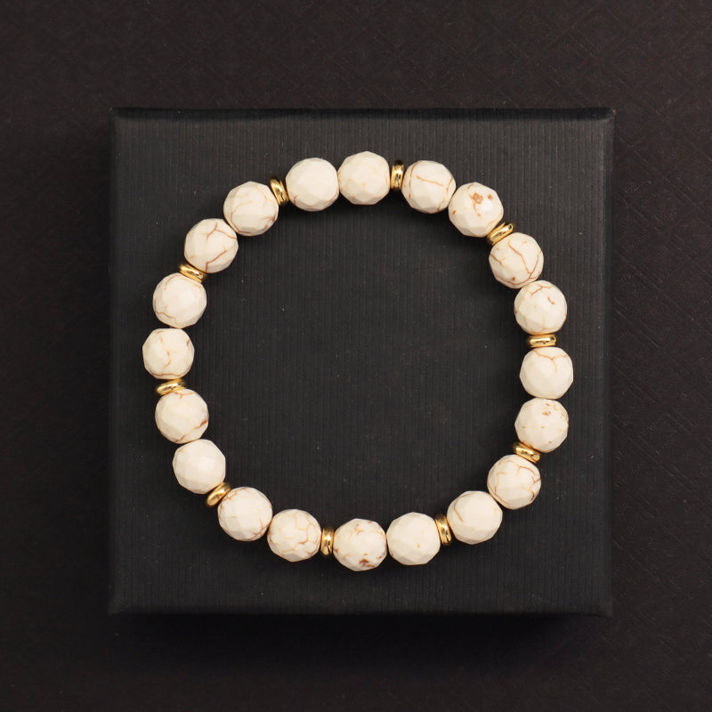 Manufacture Custom Handmade Women Wholesale Gold Plated Charm Jewelry OEM Elastic Healing Yoga 8mm Natural Stone Beaded Bracelet