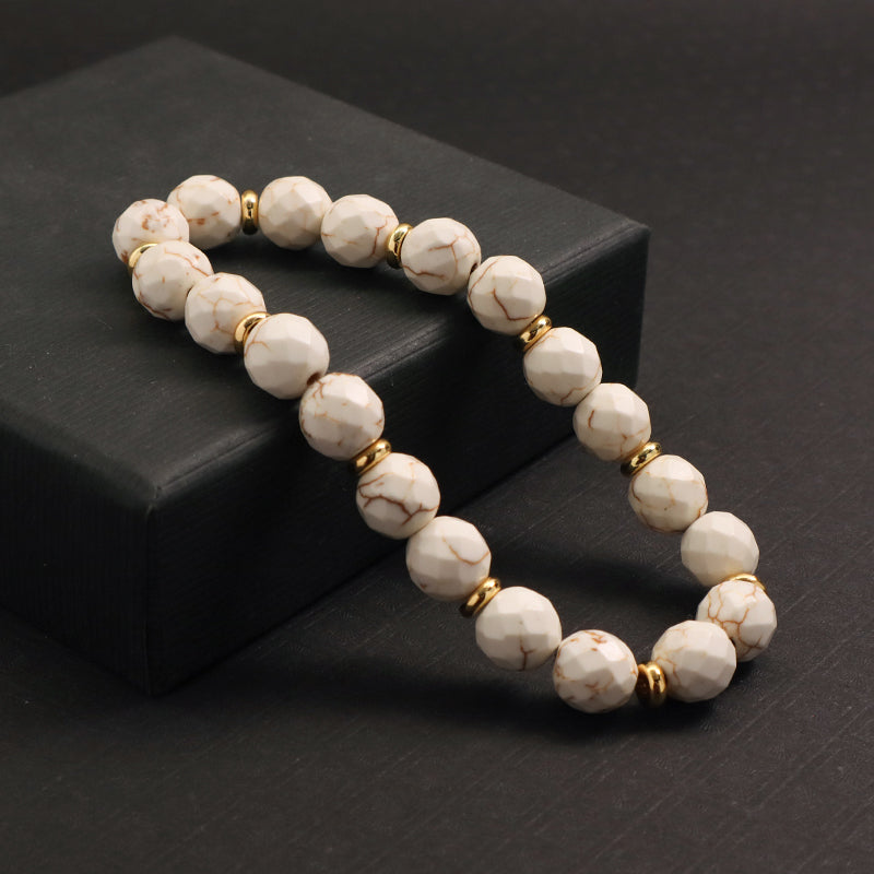 Manufacture Custom Handmade Women Wholesale Gold Plated Charm Jewelry OEM Elastic Healing Yoga 8mm Natural Stone Beaded Bracelet