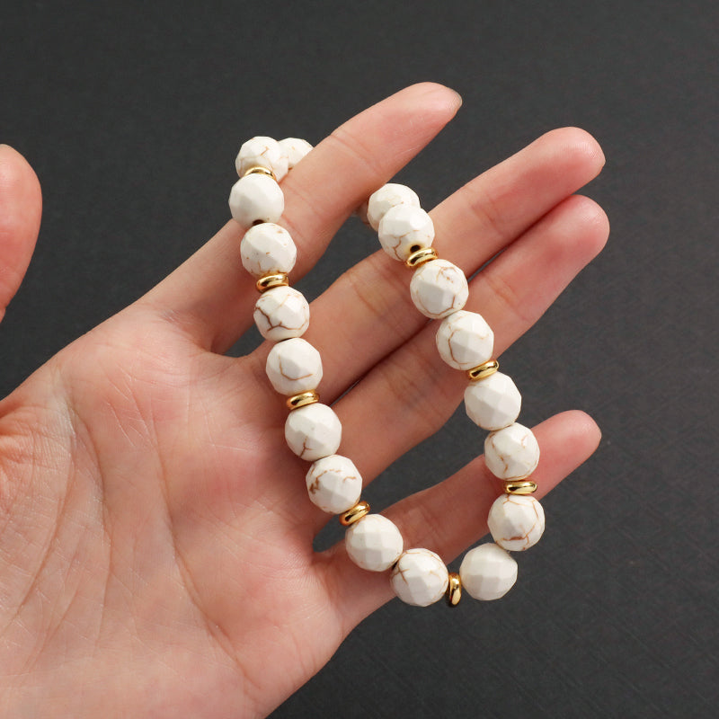Manufacture Custom Handmade Women Wholesale Gold Plated Charm Jewelry OEM Elastic Healing Yoga 8mm Natural Stone Beaded Bracelet