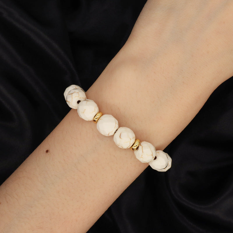 Manufacture Custom Handmade Women Wholesale Gold Plated Charm Jewelry OEM Elastic Healing Yoga 8mm Natural Stone Beaded Bracelet