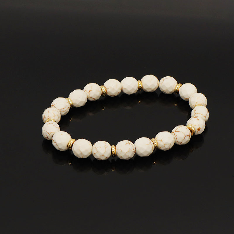 Manufacture Custom Handmade Women Wholesale Gold Plated Charm Jewelry OEM Elastic Healing Yoga 8mm Natural Stone Beaded Bracelet