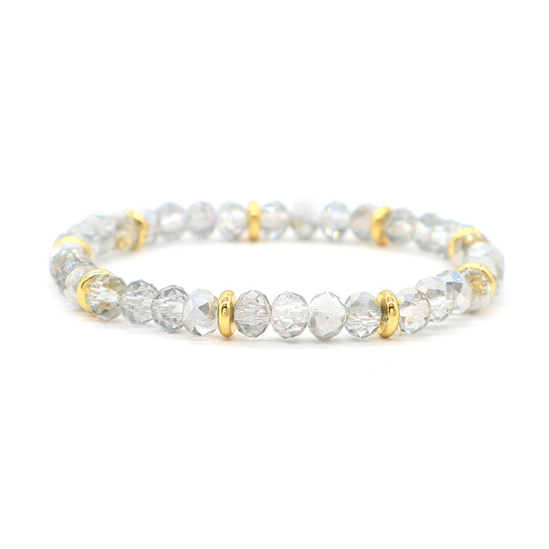 Wholesale Custom China Factory OEM Handmade Jewelry Gold Plated Charm Energy Stretch Glass Crystal Bracelet For Women Gift