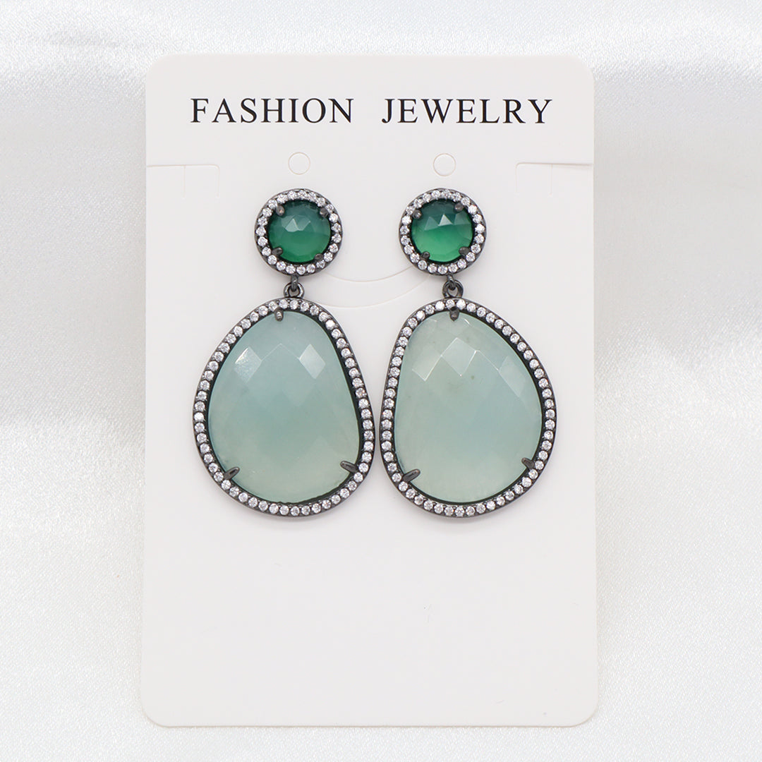 Various Wholesale Custom Teardrop Blue Purple Red Green Jade Earring Stud CZ Gold Plated Natural Stone Earrings For Women Gift