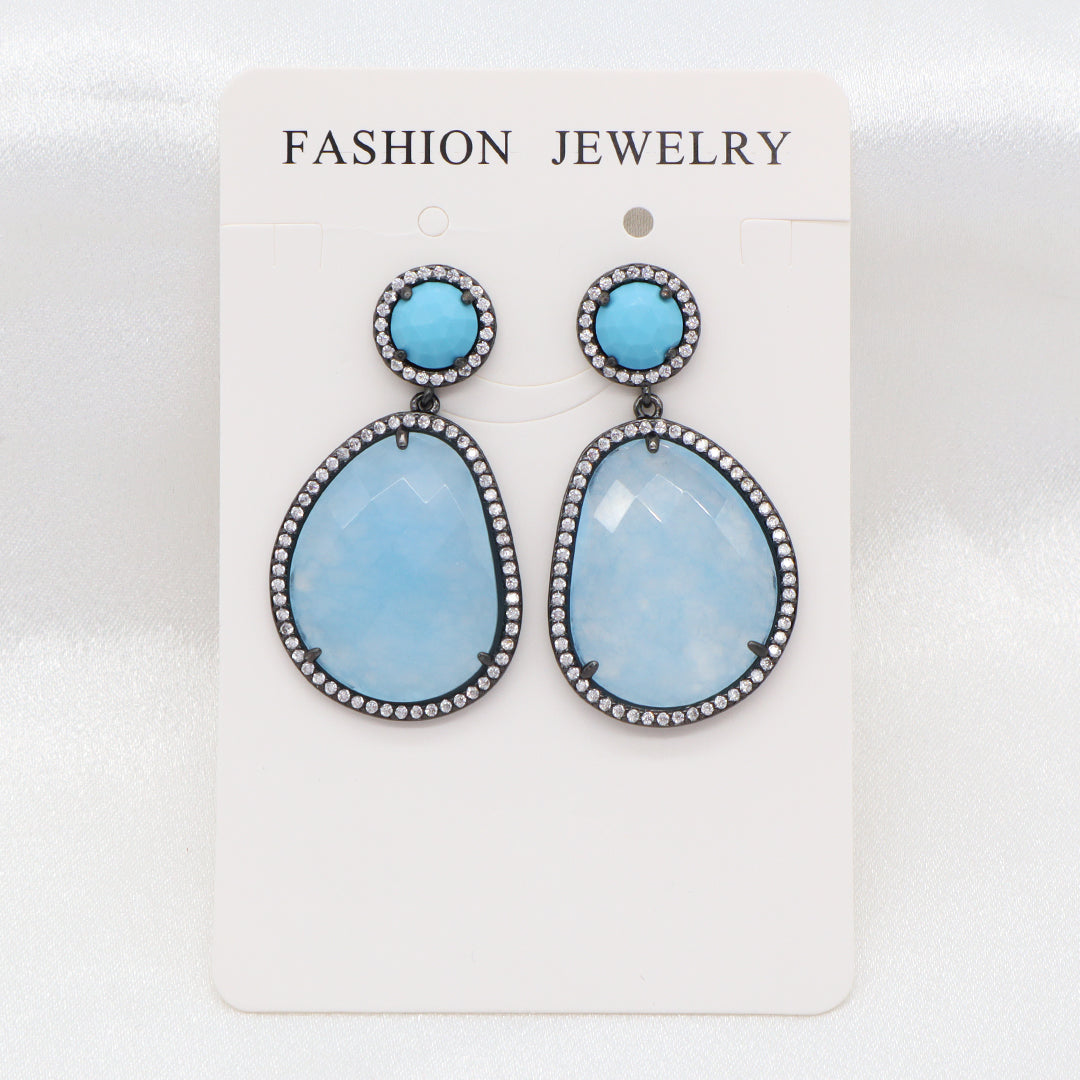 Various Wholesale Custom Teardrop Blue Purple Red Green Jade Earring Stud CZ Gold Plated Natural Stone Earrings For Women Gift