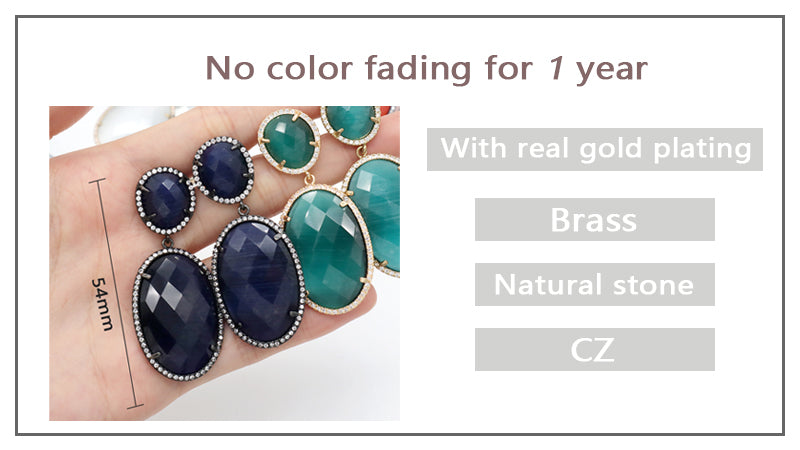 Miss Gift Jewelry Custom Factory Teardrop Various Colorful CZ Natural Stone Earring Stud Gold Plated natural gemstone Earrings
