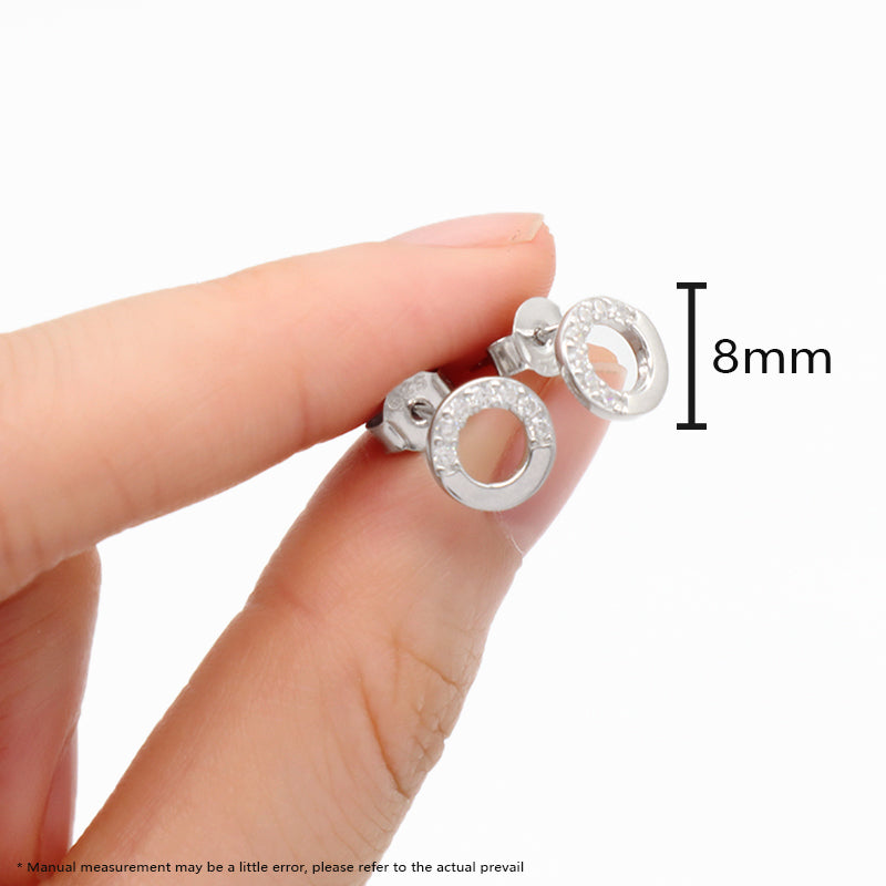 Factory Wholesale Fashion Custom 925 Sterling Silver earring Jewelry Hollowed Circle Rhodium CZ 925 Sterling Silver Earring Stud