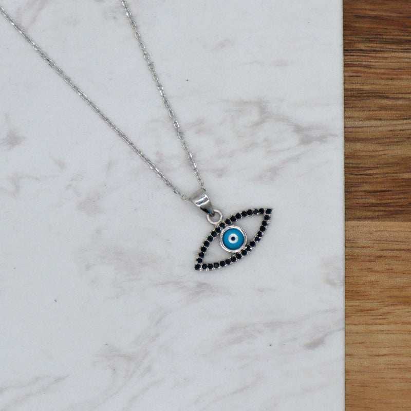 Custom jewelry 925 sterling silver Turkish eye charm pendant evil eyes necklace