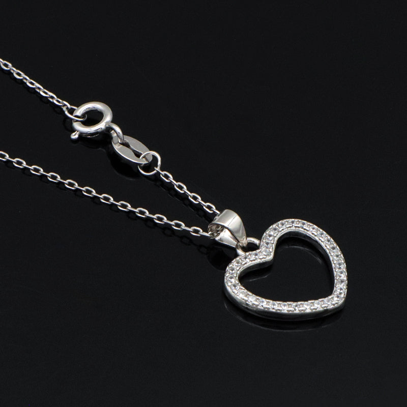 Good quality OEM Factory Custom Manufacture Fashion Ladies heart shape pendant charm jewelry crystal sterling silver 925 jewellery necklace