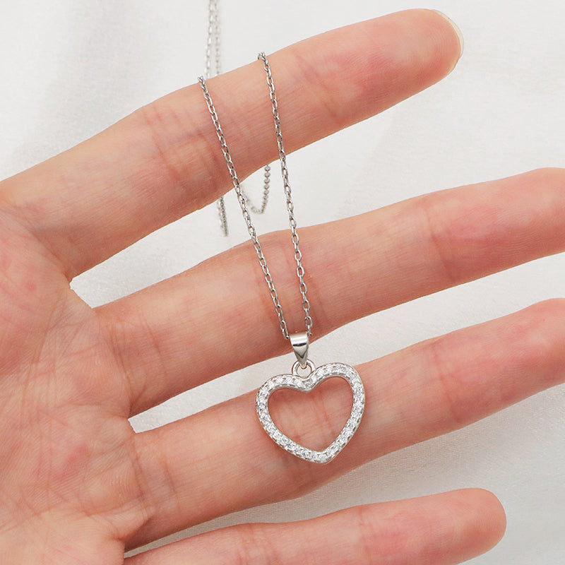Good quality OEM Factory Custom Manufacture Fashion Ladies heart shape pendant charm jewelry crystal sterling silver 925 jewellery necklace
