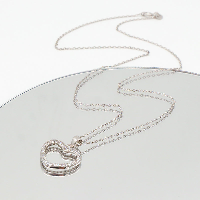 Good quality OEM Factory Custom Manufacture Fashion Ladies heart shape pendant charm jewelry crystal sterling silver 925 jewellery necklace