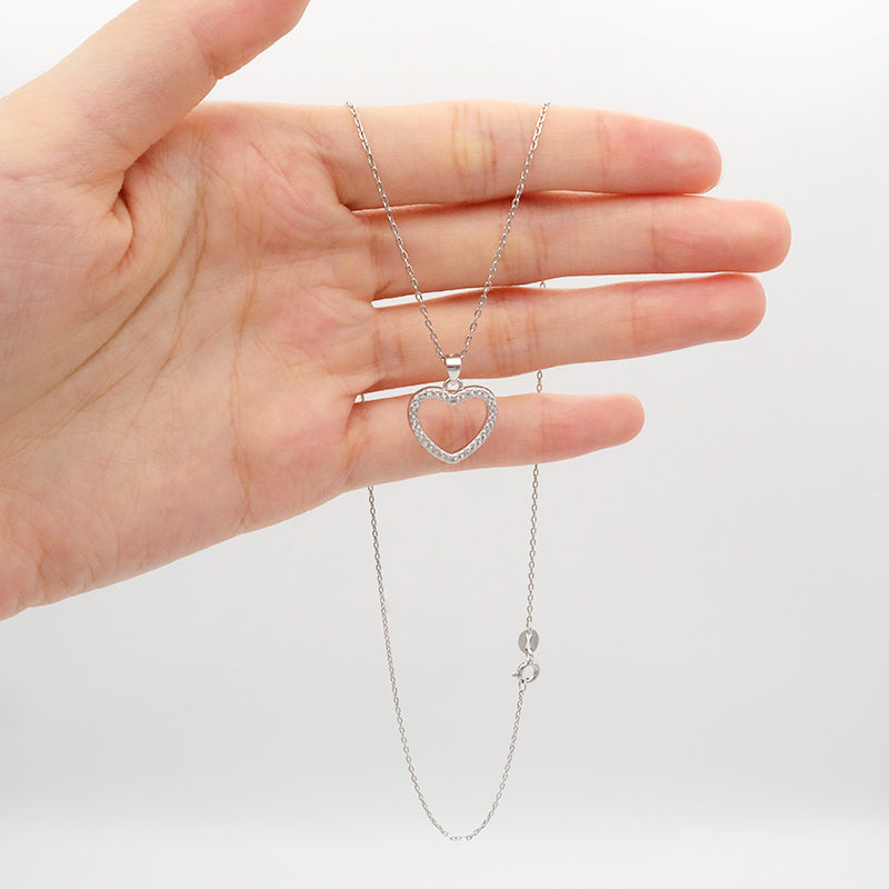 Good quality OEM Factory Custom Manufacture Fashion Ladies heart shape pendant charm jewelry crystal sterling silver 925 jewellery necklace