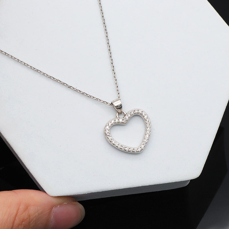 Good quality OEM Factory Custom Manufacture Fashion Ladies heart shape pendant charm jewelry crystal sterling silver 925 jewellery necklace