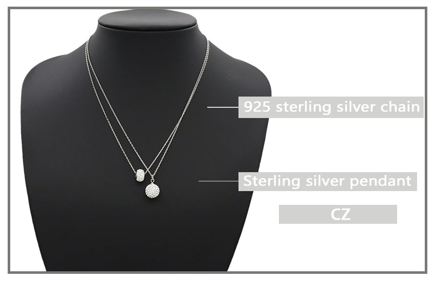 Wholesale OEM Factory Manufacture fashion women jewelry 925 sterling silver crystal charm necklace set Handmade DIY clay crysal pave beads pendant necklace