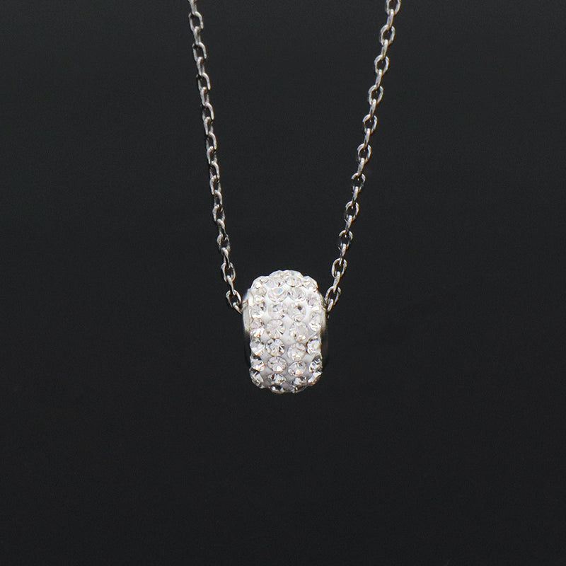 Wholesale OEM Factory Manufacture fashion women jewelry 925 sterling silver crystal charm necklace set Handmade DIY clay crysal pave beads pendant necklace