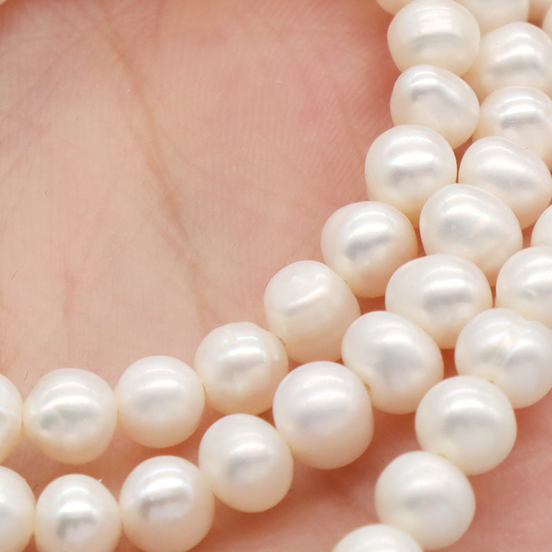 Rhodium Plated 925 Sterling Silver Chain Gift Handmade Adjustable 5mm Baroque Natural Freshwater Pearl Choker Necklace