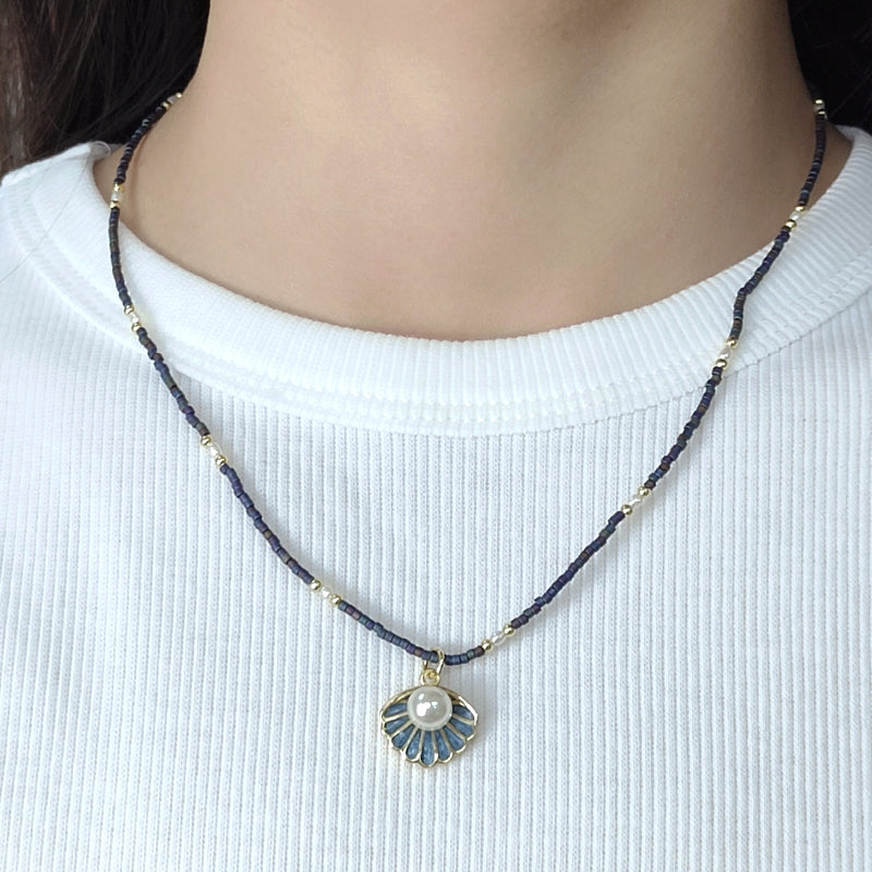 Trendy Custom Women Adjustable Gold Plated Handmade Natural Freshwater Pearl Shell Starfish Conch Pendant Miyuki Beads Necklace