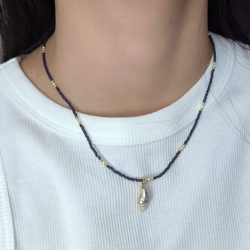 Trendy Custom Women Adjustable Gold Plated Handmade Natural Freshwater Pearl Shell Starfish Conch Pendant Miyuki Beads Necklace