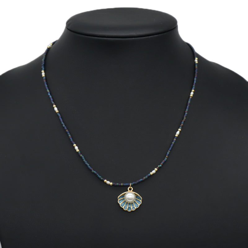 Trendy Custom Women Adjustable Gold Plated Handmade Natural Freshwater Pearl Shell Starfish Conch Pendant Miyuki Beads Necklace