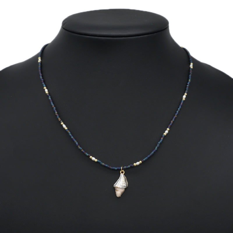 Trendy Custom Women Adjustable Gold Plated Handmade Natural Freshwater Pearl Shell Starfish Conch Pendant Miyuki Beads Necklace